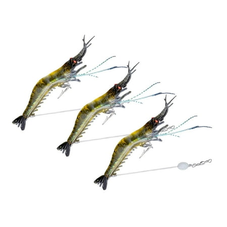 3x Shrimp Lures Bait Fishing Simulation Prawn Saltwater Hook Luminous