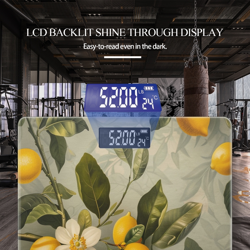 Digital Bathroom Scale with Large LCD Display,High Capacity Scale 400 lbs High Precision body fat scale-Vintage Lemon Tree With Lemons And Flowers