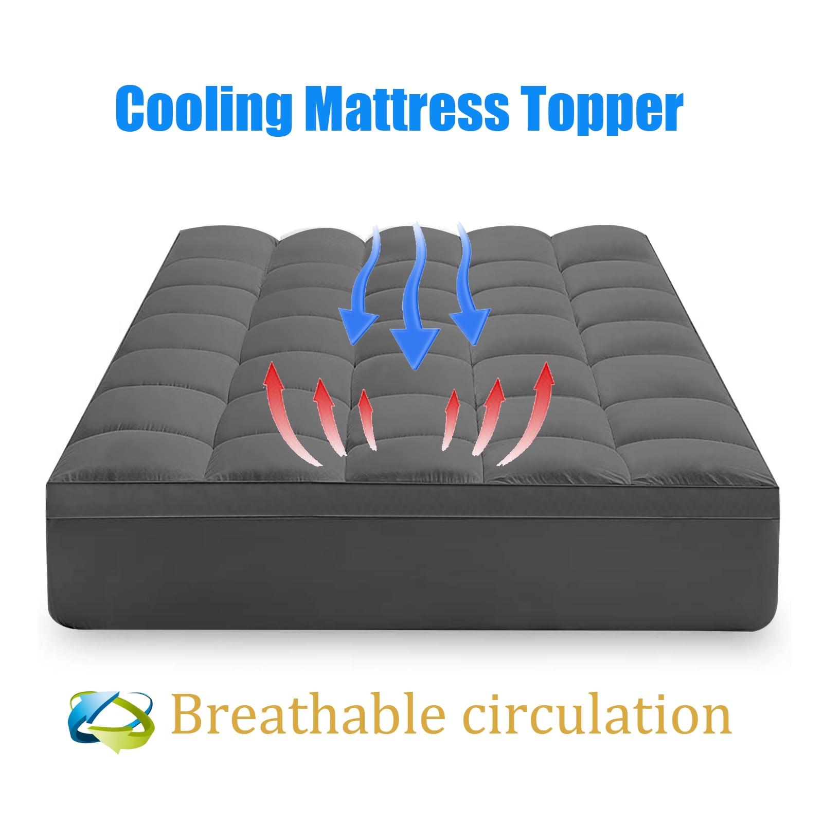 Mattress Topper Twin Size Extra Thick Pillow Top Mattress Pad Cover for Back Pain Breathable Plush Soft Down Alternative Fill Bed Topper with 8-21Inch Deep Pocket Gray