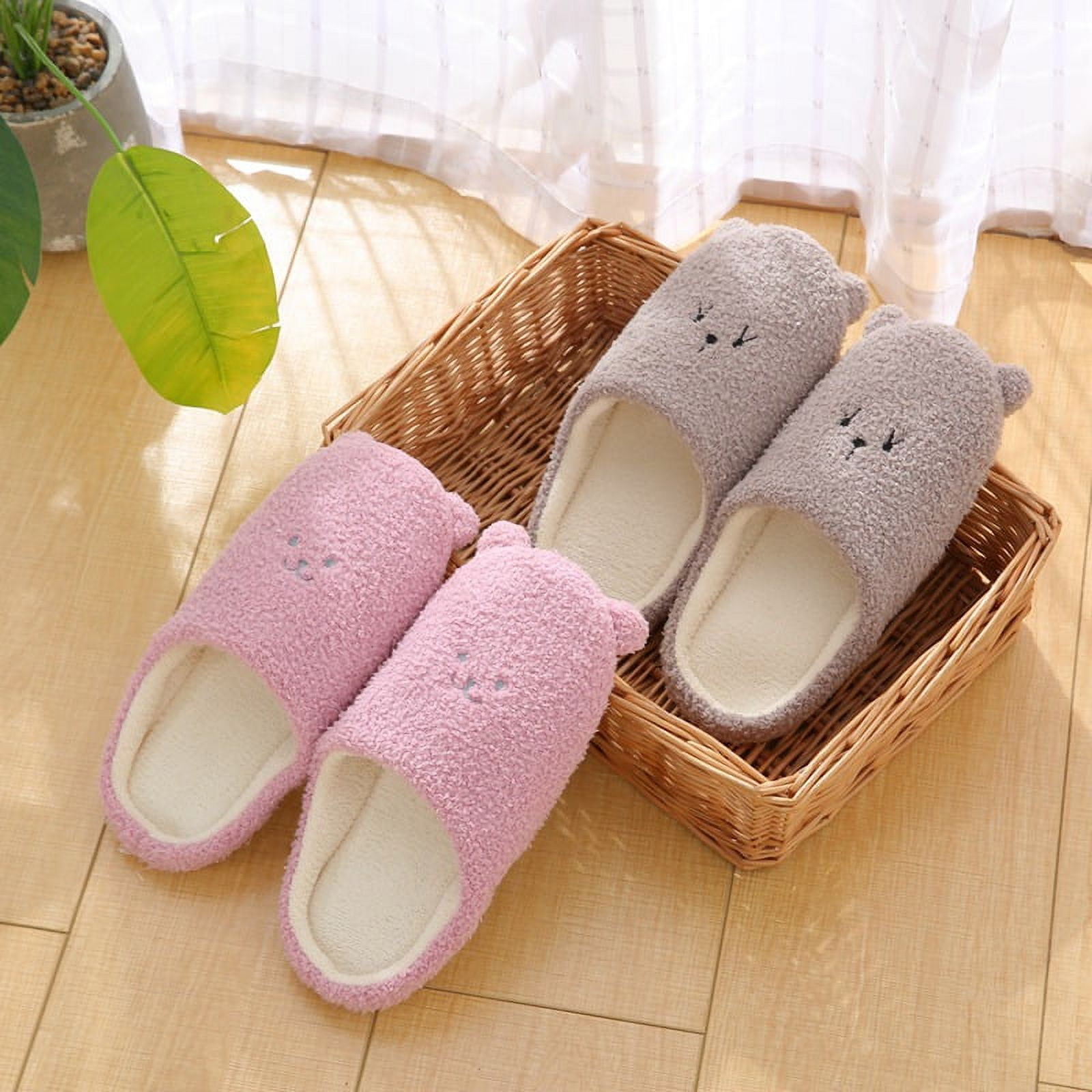 Autumn and Winter Soft Plush Solid Fleece House Indoor or Outdoor Slippers