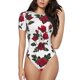 thumbnail image 1 of Balery Rose Flowers Body de cuello redondo de manga corta para mujer Tops de manga corta Tops básicos-Medium, 1 of 7