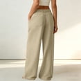 thumbnail image 6 of aohooy Wide Leg High Waist Pants for Women Summer Casual Button Up Palazzo Work Pant Beach Vacation Comfort Trousers with Pockets Beige,S, 6 of 8