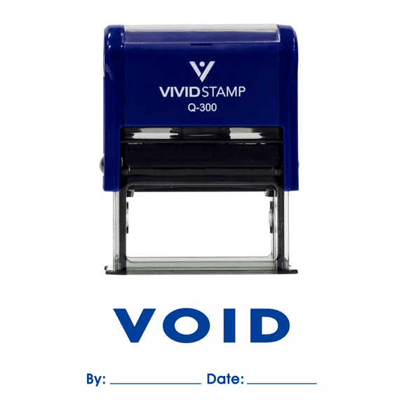 Vivid Stamp Void By Date Self Inking Rubber Stamp (Blue Ink) Large
