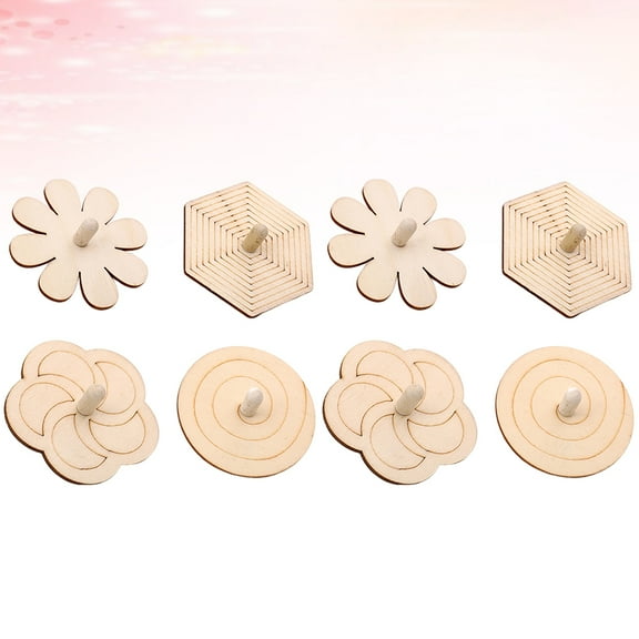 Clispeed 8Pcs Toy Tops for Kids DIY Painting Wood Crafts for Hand-eye Coordination Indoor Play with Hexagonal Shape