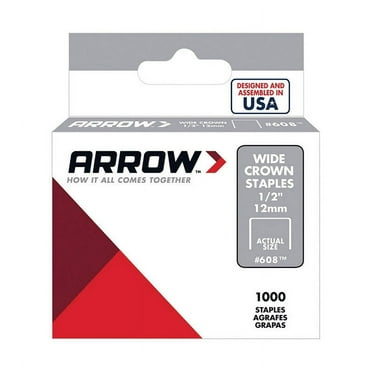 Arrow Fastener 608 1/2" Heavy Duty Wide Crown Staples 1000 per Package