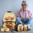 thumbnail image 2 of Yspwyqan Backpack Set Kids Boys, Sunflower Highland Cow 4 Piece Backpack and Lunchbox Set with Pencil Case, 17 Inch Lightweight Padded Straps Daypack for Middle High School Travel, 2 of 7