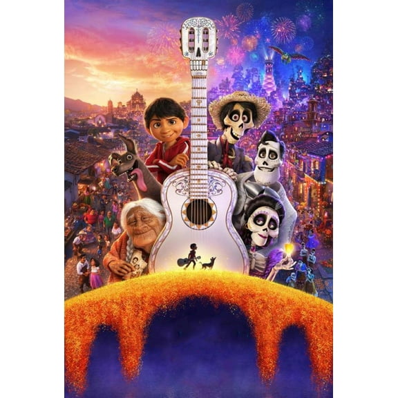 5D Diamond Art Painting Coco, Diamond Art Cartoon, Full Round Drill Cross Stitch Crystal Rhinestone Home Wall Decoration 12x16 inch