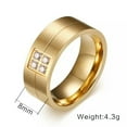 thumbnail image 4 of 8MM Black/Gold/Silver Brushed CZ Band 316L Stainless Steel Wedding Ring Sz 6-14, 4 of 7