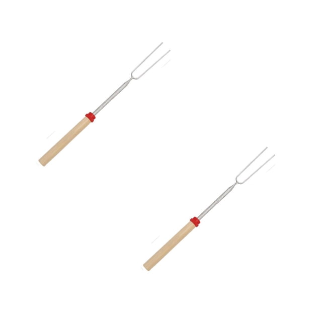 Oleegame 2PC Extendable Stainless Roasting Sticks 5 Pack 32" For S' Hot Dogs And Fire Red