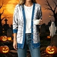thumbnail image 2 of Enjoytime Halloween Lightweight Cardigans for Women Print Denim Patchwork Jacket Button Down Oversized Outerwear, 2 of 6