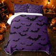 thumbnail image 2 of Erosebridal Spooky Flying Bat Twin Quilt Set, Halloween Twin Coverlet Set for Boys Girls, Black Purple, 2-Piece 1 Bedspread and 1 Pillowcase, 2 of 7