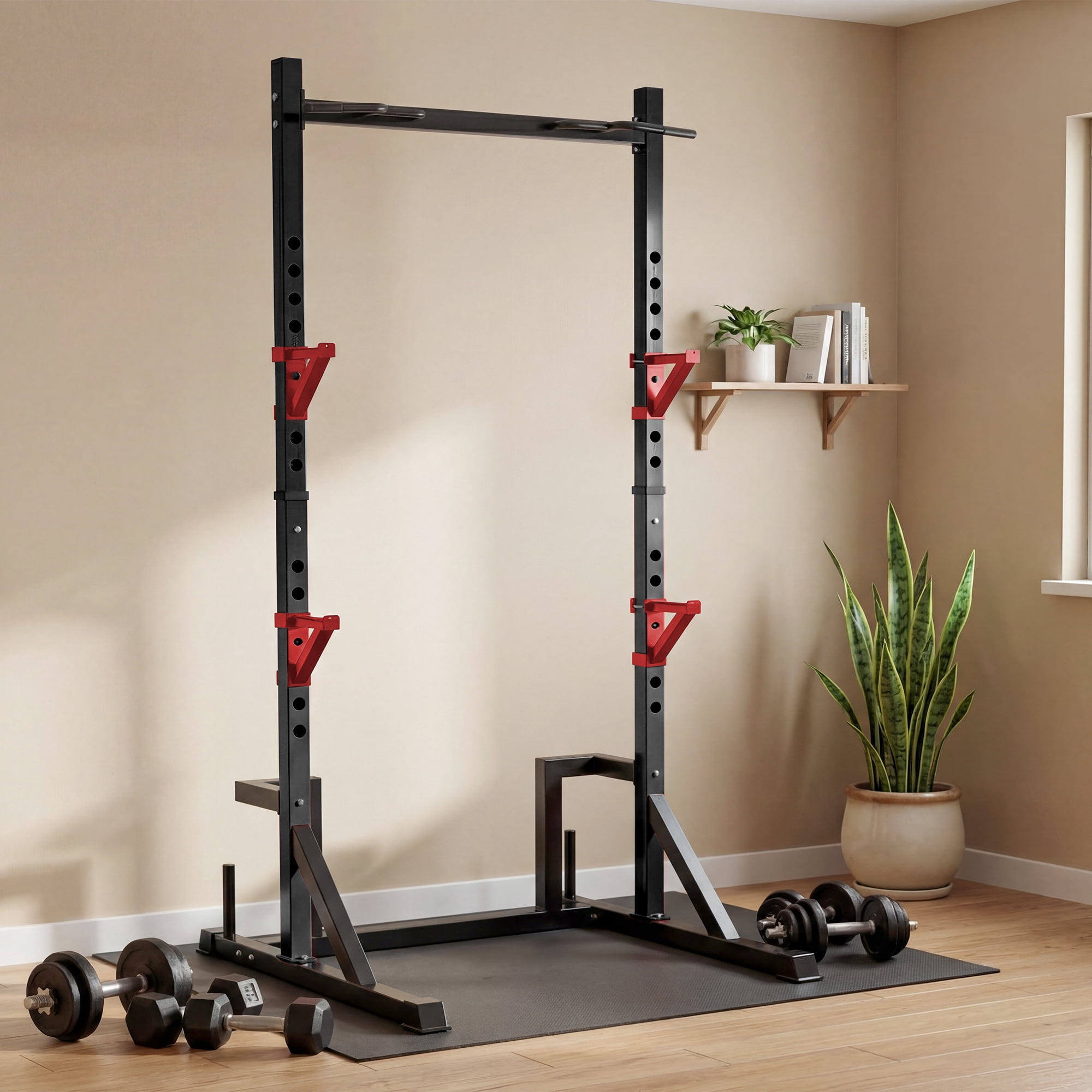 Primy Power Rack with Pull up Bar for Home Gym, 800Lbs Capacity Multifunction Adjustable Squat Stand Rack, Power Rack Cage