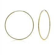 My Daily Styles 925 Sterling Silver Hoop Earrings for Women Lightweight Endless Silver Thin Hoops 50MM 2" Inch (Yellow)