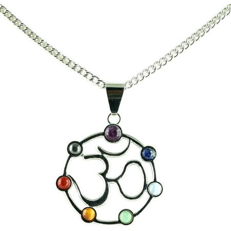 30mm Natural Stone Necklace - Simplicity Natural Stone OM Symbol Chakra Adjust Pendant Necklace
