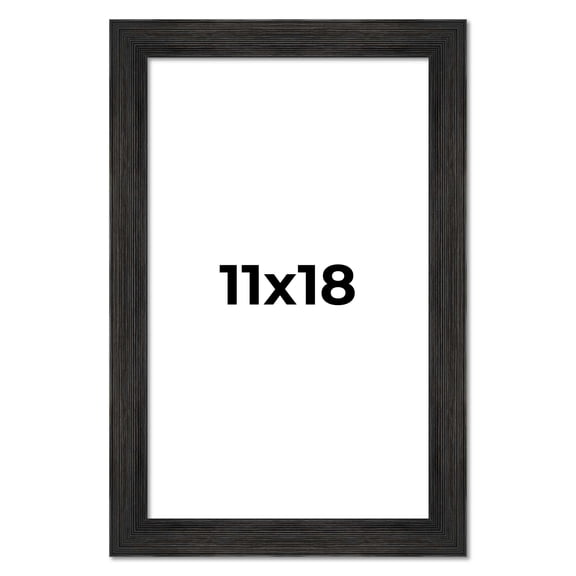 11x18 Distressed/Aged Black Complete Wood Picture Frame with UV Acrylic, Foam Board Backing, & Hardware