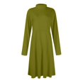 thumbnail image 6 of Women's Casual Fashion High Neck Long Sleeve Solid Color Midi Dress, Fall and Winter Comfortable Dress for Casual Outings, Soft and Breathable Fabric,Army Green,L, 6 of 7
