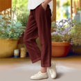 thumbnail image 2 of DeHolifer Girls Pants Cotton Linen Elastic Waisted Solid Color Straight Leg Summer Lightweight Loose Comfy Pants,10 Years, 2 of 6