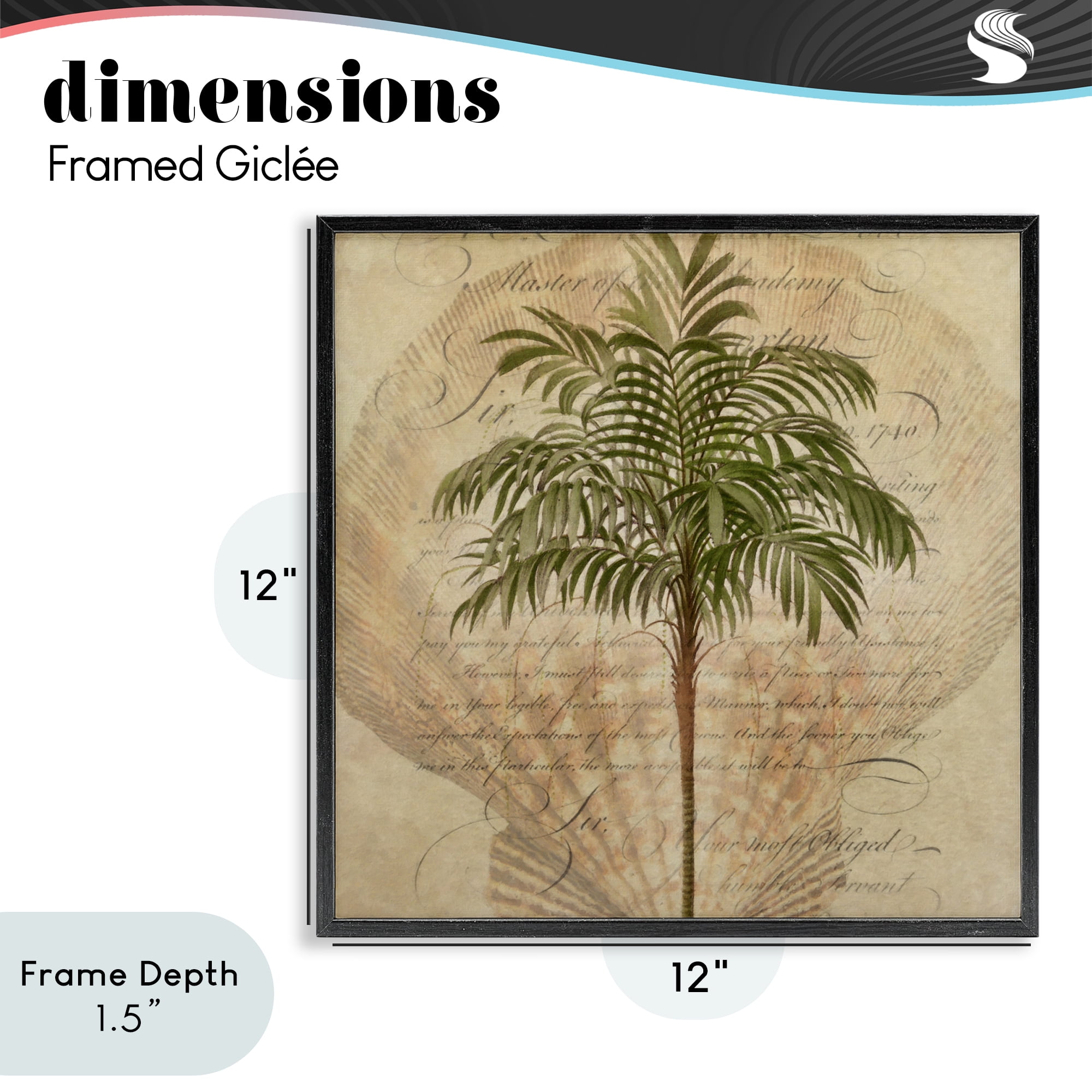 Stupell Industries Subdued Tropics Palm Black Framed Giclee Art, design by Steve Hunziker
