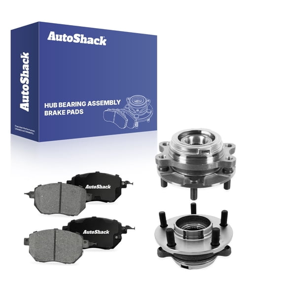 AutoShack Front Ceramic Brake Pads   Wheel Hub Bearing Assemblies with ABS Replacement for 2009-2011 Nissan Murano 6-PC Kit