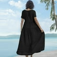 thumbnail image 5 of WTOBBY Women's Summer Dress Casual Loose Long Beach Vacation Dresses Short Sleeve Solid Color, Easy and Breezy for Daily Wear,Black L, 5 of 5