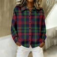 thumbnail image 3 of CAIXIA Womens Plaid Shirts Womens Plaid Jacket Cotton Classic Long Sleeve Button Down Collared Casual Tops Lightweight Fall Blouses, 3 of 3