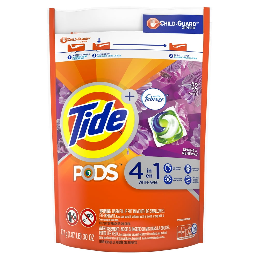 Tide Pods Plus Febreze Spring & Renewal, 32 Ct Laundry Detergent Pacs