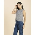 thumbnail image 6 of Moomaya Womens Printed Side-Buttoned Top, Sleeveless Round Neck Casual Top, 6 of 8