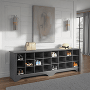 Prepac 24 pair Shoe Storage Cubby Bench, Black