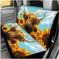 thumbnail image 3 of Yuyamidu 14 PCS Car Seat Covers and Steering Wheel Cover Highland Cow Seatbelt Strap Pad Sunflower Armrest Cover Pad Headrest Cover Cup Coasters Key Ring, 3 of 7