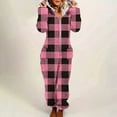thumbnail image 2 of YOIAVAIOY Womens Winter Fleece Jumpsuits Fuzzy Sherpa Hooded One Piece Plaid Flannel Sleepwear Warm Winter Loungewear PurpleXXL, 2 of 8