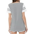 thumbnail image 7 of Nlife Women Stripe Stitching Short Sleeve Colorblock T-shirt, 7 of 7