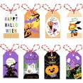 thumbnail image 2 of Monebena 50 Pack Happy Halloween Paper Tags Orange Halloween Ghost Pumpkin Gift Tags Halloween Gift Tags with Cotton Rope for Halloween Party, Candy Present Wrap Gift Label Package Decor M01, 2 of 13