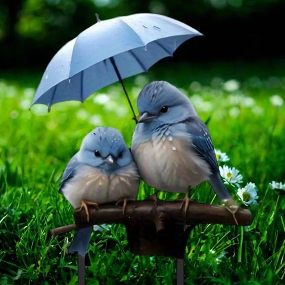 Lemohome Blue Bird Umbrella Acrylic Garden stake for Outdoor Decors Flower Bed Accent