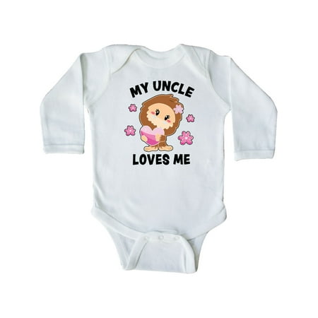 

Inktastic My Uncle Loves Me with Bigfoot Gift Baby Girl Long Sleeve Bodysuit