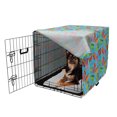 thumbnail image 2 of Birthday Party Dog Crate Cover, Colorful Presents Gifts with Ribbons Stripes Stars and Hearts, Easy to Use Pet Kennel Cover for Dogs, 35" x 23" x 27", Deep Sky Blue Multicolor, by Ambesonne, 2 of 6
