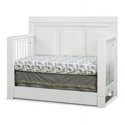 Orbelle Crystal Modern Solid Wood Convertible Crib with White Padding in White
