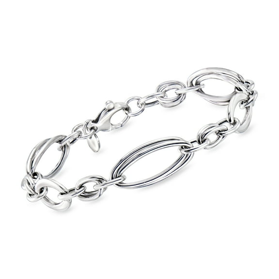 Ross-Simons Italian Sterling Silver Interlocking Oval-Link Bracelet, Women's, Adult