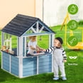 thumbnail image 3 of Robud Outdoor Wooden Playhouse for Kids, Play Cottage with Toy Sink, Stove, Cookware & Snack Bar, Backyard Pretend Playhouse Ages 3+, Blue, 3 of 9