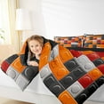 thumbnail image 4 of jejeloiu Toy Brick Games Full Size Comforter Sets,Building Blocks Bedding Comforter Set,Orange Gray Black Bedding Sets For Boys Girls,Luxury Bedroom Decor Reversible,3-Piece, 4 of 8