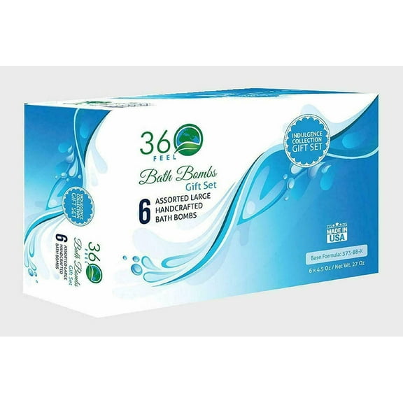 360Feel Bath Bombs Gift Set with Essential Oils - Natural Aromatherapy, Organic Ultra Lush