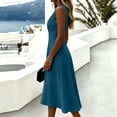 thumbnail image 4 of Tqcoqu Women's V Neck Wrap Sleeveless Midi Dress,Fitted Waist A-Line Casual Cocktail Dresses,2026 Spring Fall Trendy Clothes,Navy Women's S-XXXL, 4 of 6
