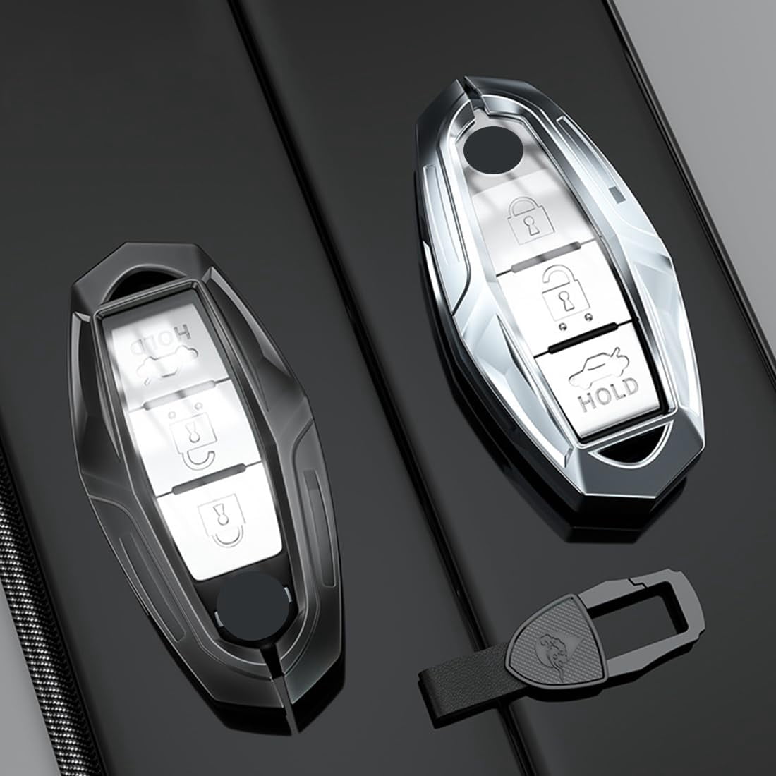 Key Cover Case, Zinc Alloy Smart Remote Key Fob Case Holder Shell Accessories Compatible for Nissan Altima Maxima Rogue Armada Pathfinder Infiniti