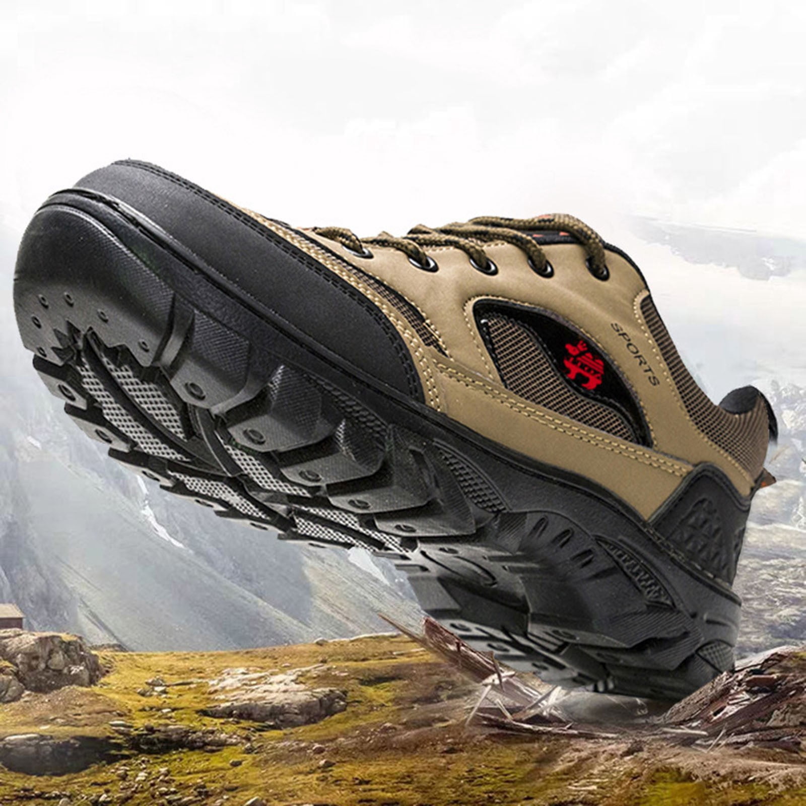 Brown Men'S Hiking Shoes Round Toe Anti Slip Wear Resistant Comfortable Lightweight Outdoor Walking Footwear For All Seasons And Activities Size 39