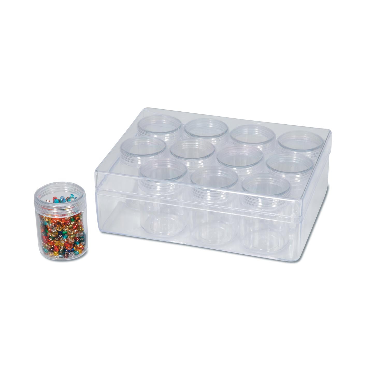 Set of 2 Clear JEWELRY BEAD Storage Case-30 pc EZ View jars organizer containers