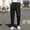 Black(New), variant on Men's Business Casual Solid Color Loose Comfortable Drapey Button Fly Zipper Straight Leg Trousers with Pockets