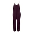 thumbnail image 3 of Pejock Women's Loose Sleeveless Jumpsuits Adjustable Spaghetti Strap Stretchy Long Pant Romper Jumpsuit with Pockets Purple XXL (US Size: 14), 3 of 4