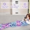 thumbnail image 5 of Mermaid Tail Blanket. Soft Warm Plush Fleece Sleeping Bag Snuggle Blanket for Teens 155 x 48 cm Rainbow Ombre. Fish Scale Pattern. Starry SKY, 5 of 5