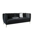 thumbnail image 4 of Home Design Scarlett Velvet Flared Arm 3-Seater Sofa with 4 Throw Pillows, Vertical Channel Tufting and Metal Legs, Modern Luxury, Black, 4 of 5