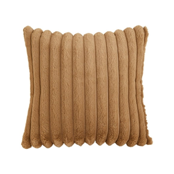 Brown Decorative Pillow Case Soft Velvet Faux Fur Cover for Living Room Sofa Bedroom Home Decor 18x18 Inch