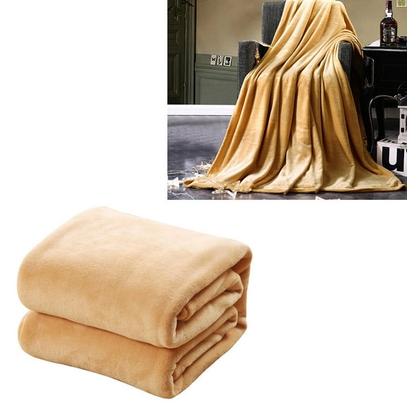 WHAMVOX  Flannel Blanket Beige Throw for Couch Fleece Blankets Khaki